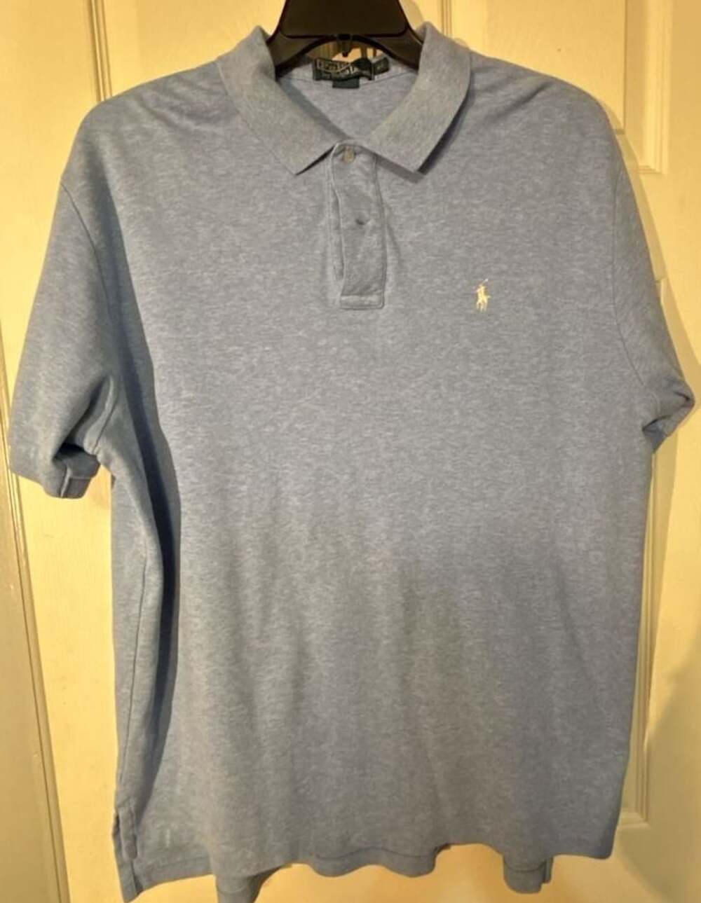 Polo Ralph Lauren Polo Shirt XL Light Blue Cotton Heathered